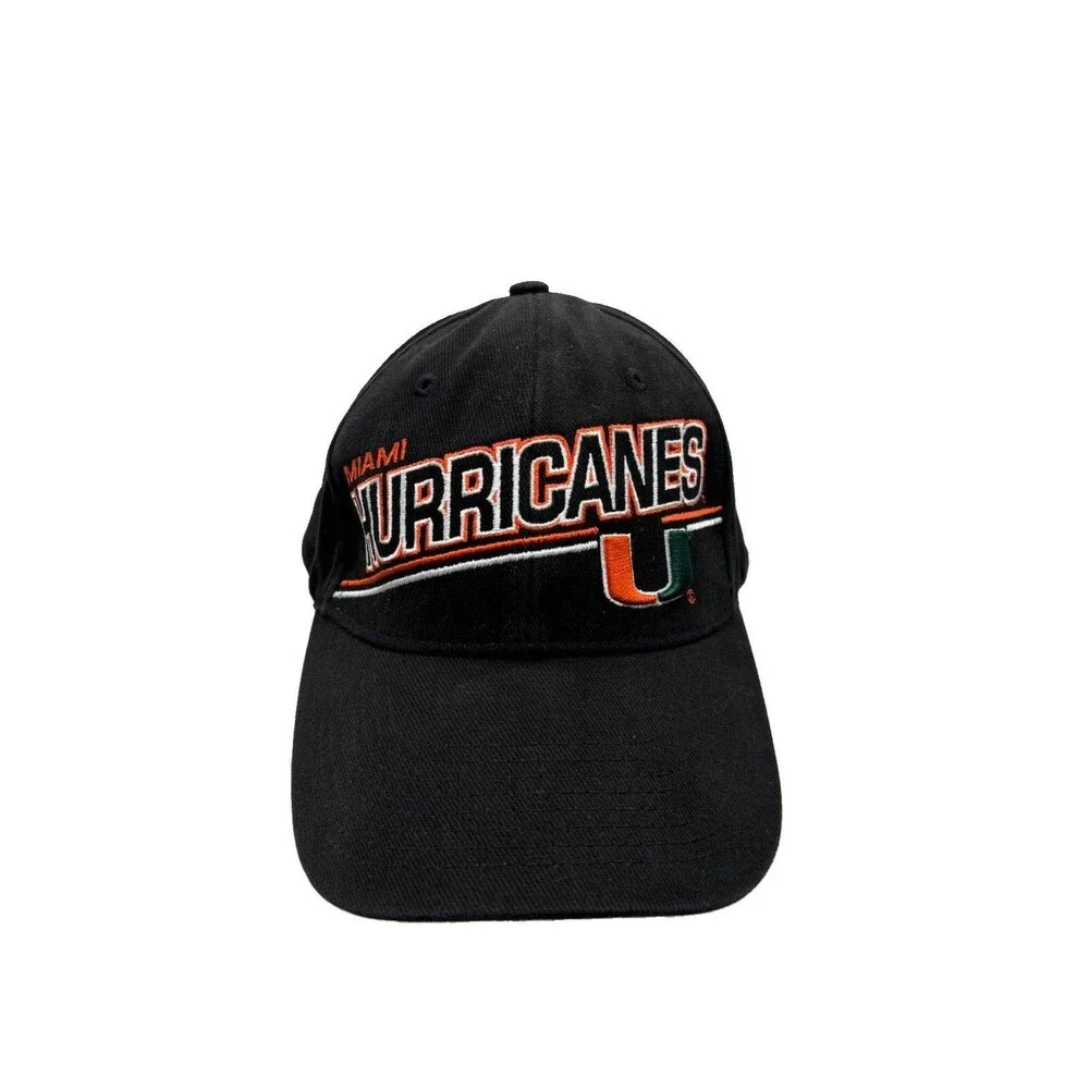 Miami Hurricanes Hat Black Orange Stitched U Logo NCAA